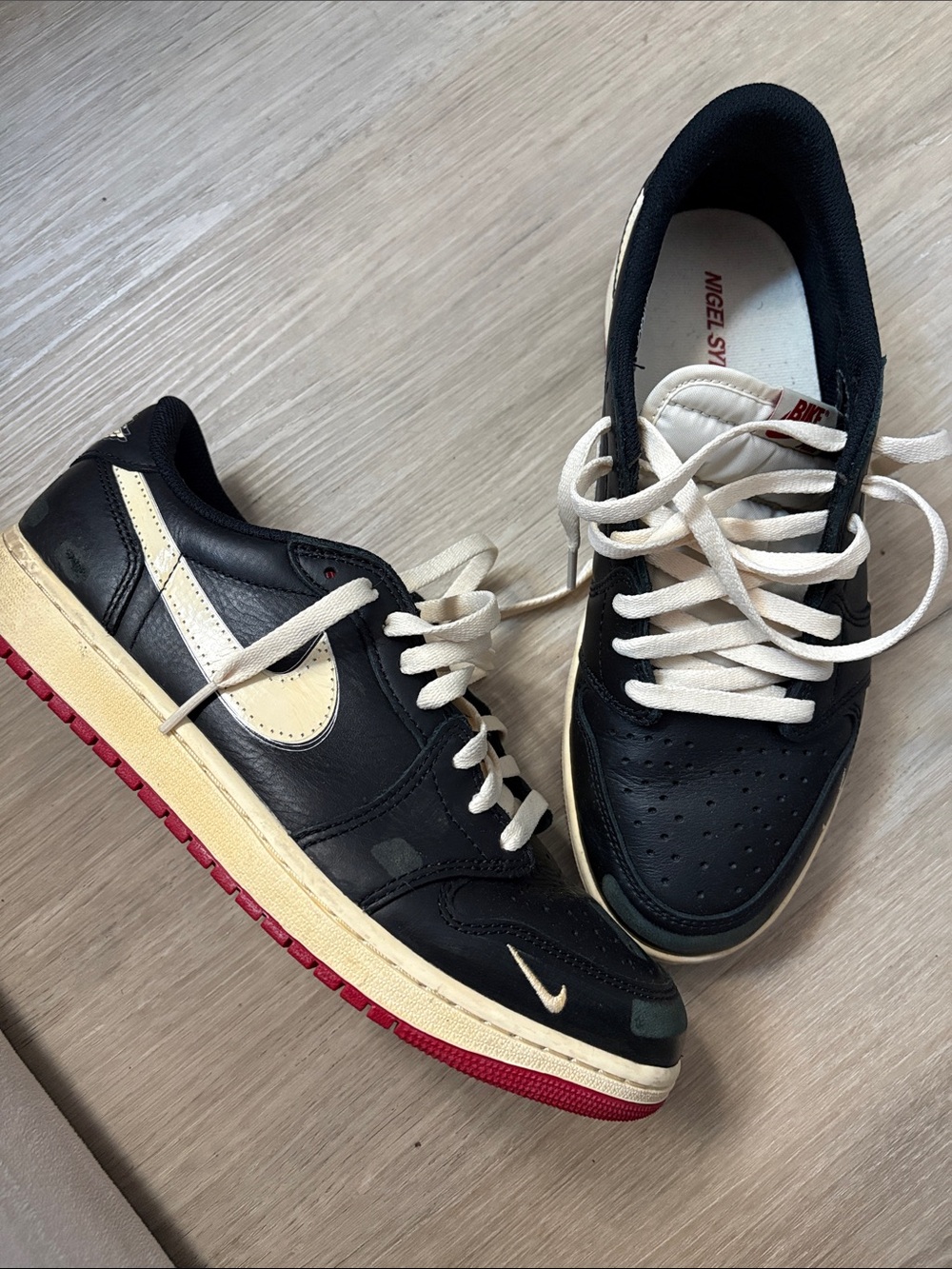 Nike Black and Cream Low-Top Sneakers